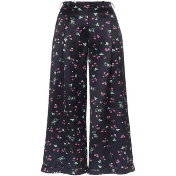 Racil NWT Mama High Waist Floral Print Trousers in Midnight Blue Sz FR 38/US 10 - Picture 1 of 6